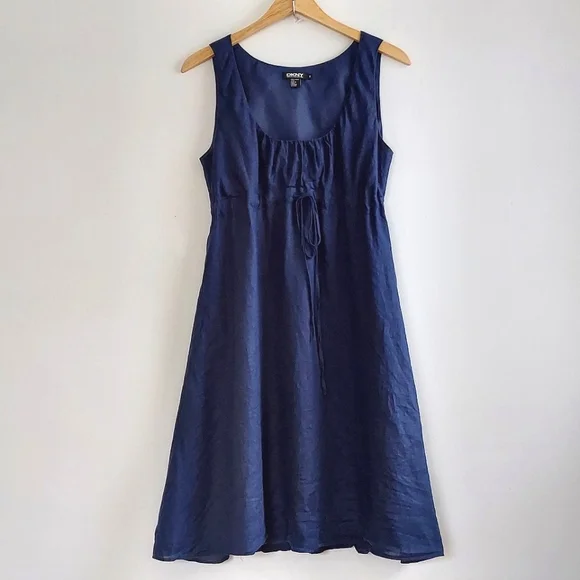 Dkny | Dresses | Dkny Navy Blue Linen Empire Waist Summer Dress Sz S |  Poshmark